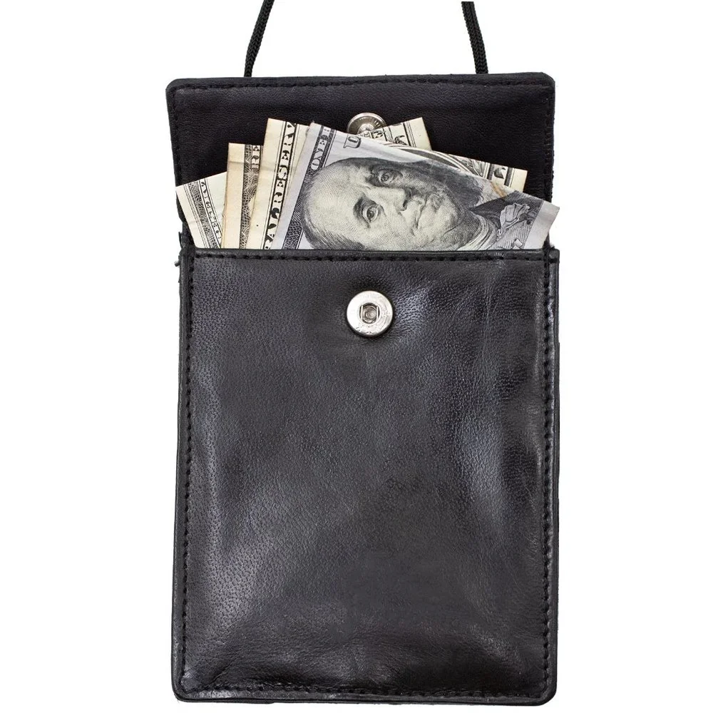 Genuine Leather ID Holder, Black